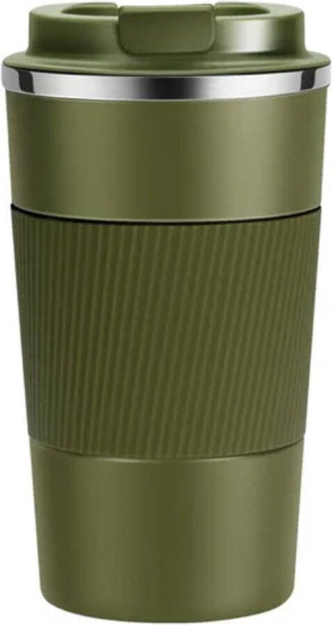 Premium RVS Koffiebeker To Go Thermosbeker Travel Mug voor Koffie en Thee Theebeker 380ml RVS Groen