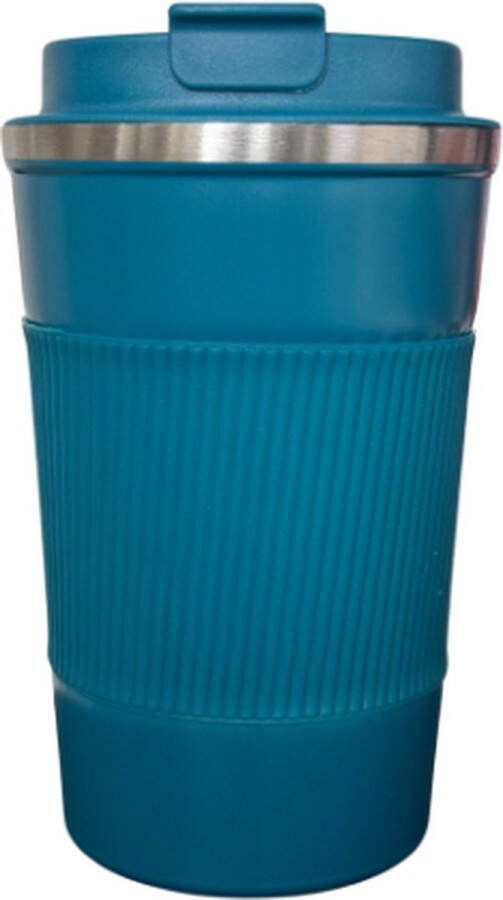 Premium RVS Koffiebeker To Go Thermosbeker Travel Mug voor Koffie en Thee Theebeker 380ml RVS Petrol