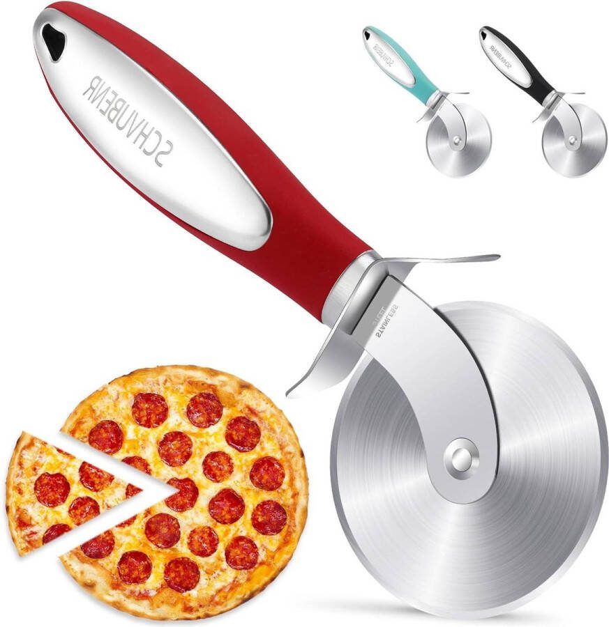 Premium RVS pizzasnijder wiel Gemakkelijk snijden en schoonmaken Superscherp Vaatwasmachinebestendig Grote en kleine pizza's (Rood) pizzasnijder