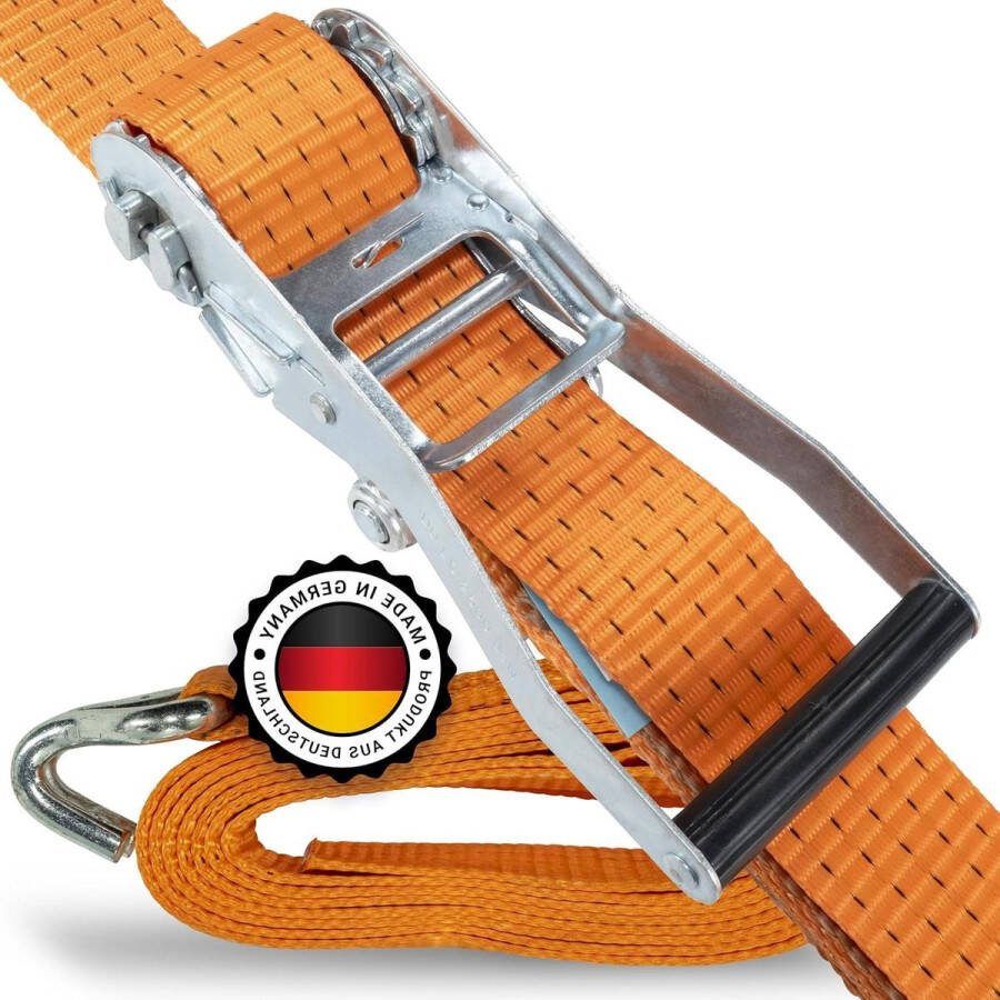 Premium spanbanden met ratel 2-delige set voor snel vastzetten lading aanhanger vrachtwagen bestelwagen 2 stuks 50 mm breed 8 meter lang Spanbanden met ratel