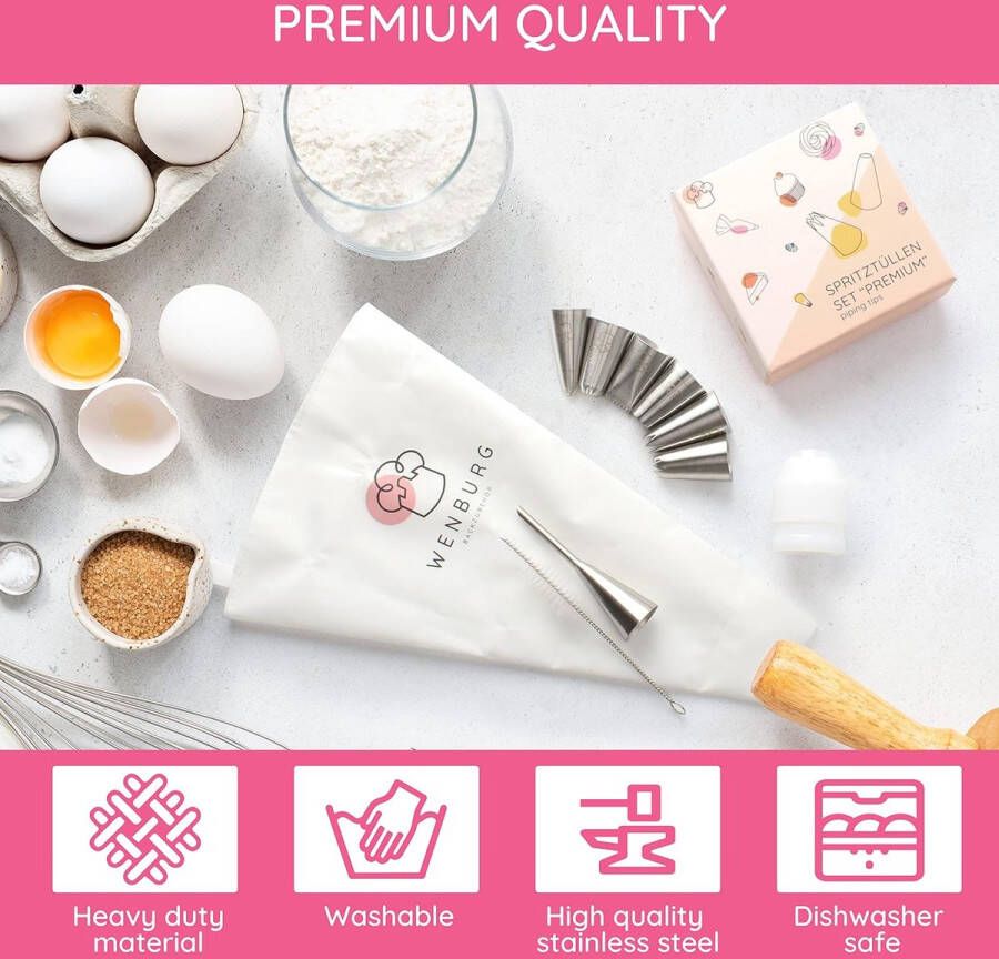 Premium spuitzakken 7 grote spuitmonden katoenen spuitzak 35 cm adapter professionele roestvrijstalen opzetstukken voor cake taarten koekjesdecoratie geschenkeditie (premium)