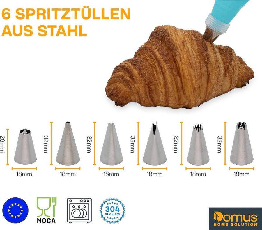 Premium spuitzakken set 4 siliconen spuitzakken + 6 spuitmonden INOX voor taartdecoratie met e-book spuitzakken wegwerp