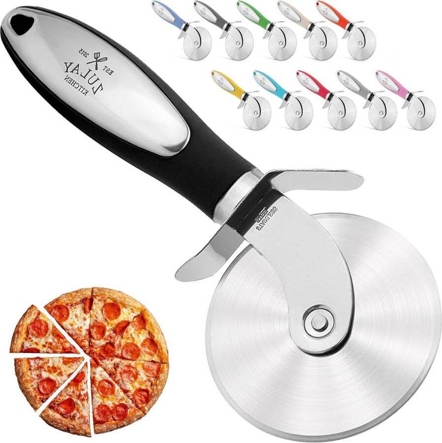 Premium stalen pizzasnijder voedselveilig snijwiel soepel draaiend en ergonomisch met antislip handgreep pizzasnijder