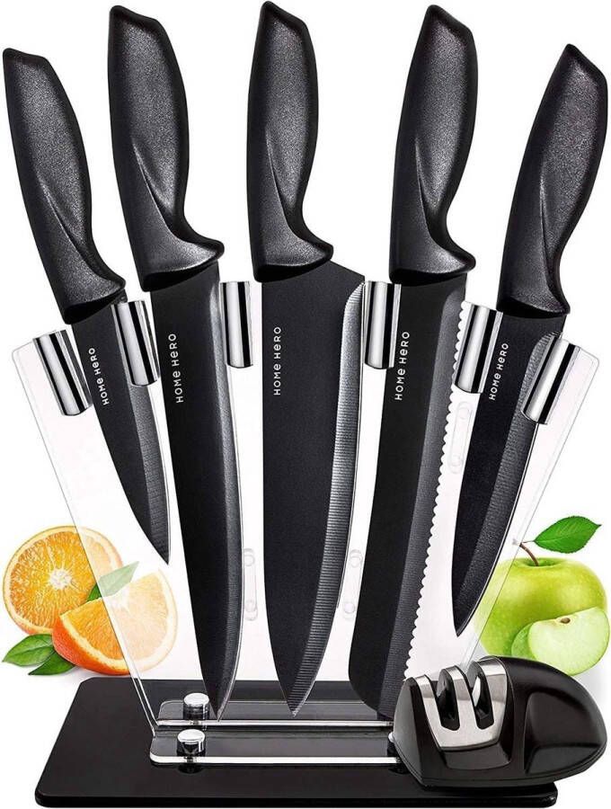 Premium Steakmessen Set van 8 Roestvrijstalen Gekartelde Steakmessenset 8-delige Steakmessen 21.6 cm Dinermessen Steak Knives Set