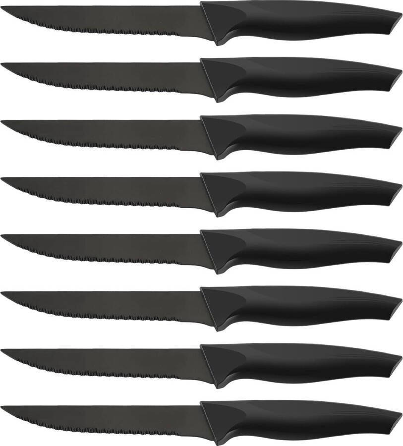 Premium Steakmessen Set van 8 Roestvrijstalen Gekartelde Steakmessenset 8-delige Steakmessen 21.6 cm Dinermessen Steak Knives Set