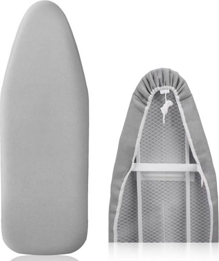 Premium strijktafelhoes voor snel en eenvoudig strijken voor stoomstrijkijzers zilvergrijs veergesp 38-45 cm x 130-140 cm (maat XXL)