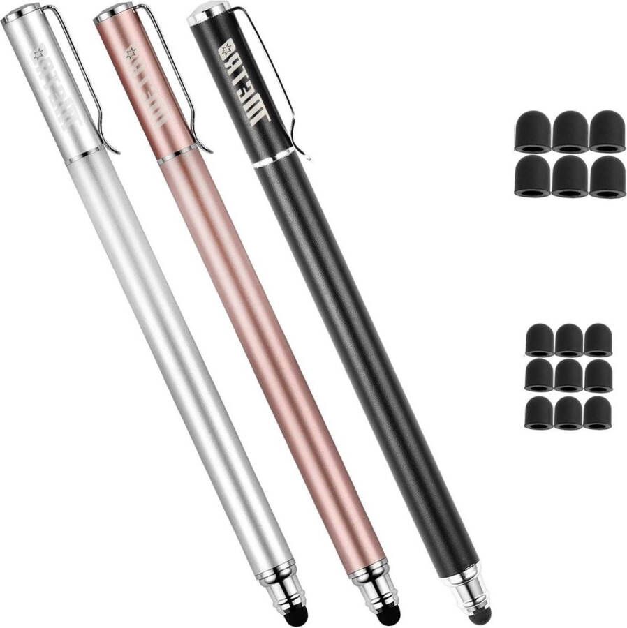 Premium stylus touchstift 2-in-1 functie zilver zwart roségoud