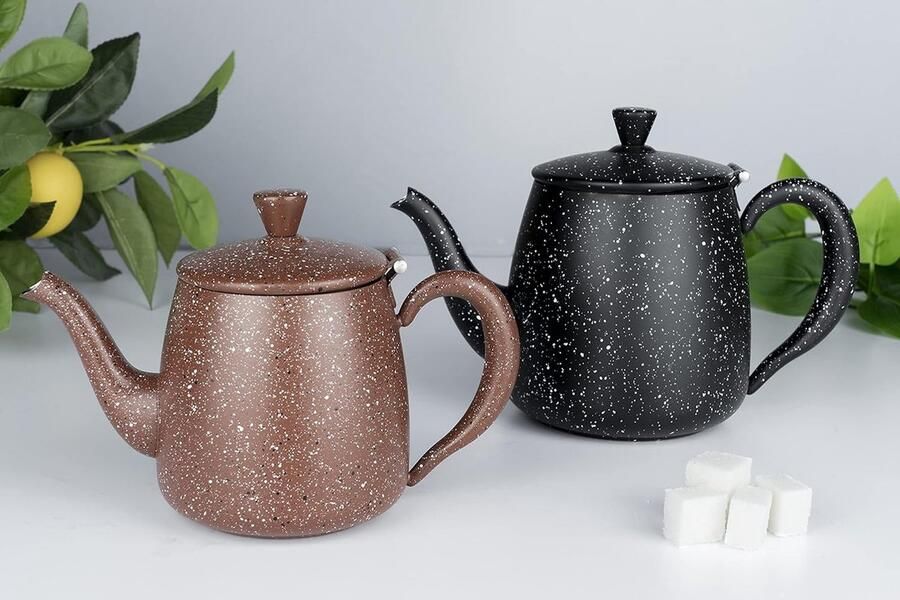 Premium Theepot 18 10 roestvrij staal rood graniet afwerking 48 oz blijf koel holle handgrepen perfecte schenktuit PT-048RG