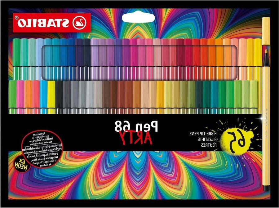 Premium viltstift Pen 68 Etui Met 65 Stuks Met 65 Verschillende Kleuren Tekendoos