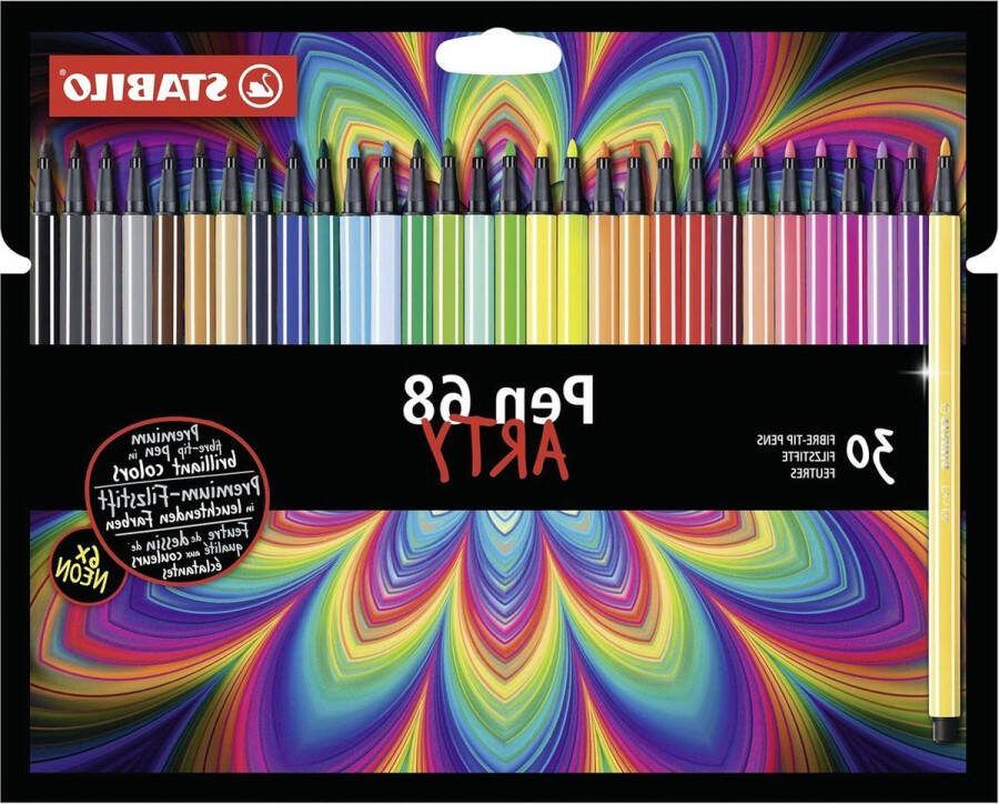 Premium Viltstiften Pen 68 ARTY 30 stuks met ophanglus kleuren voor kunstenaars Tekendoos