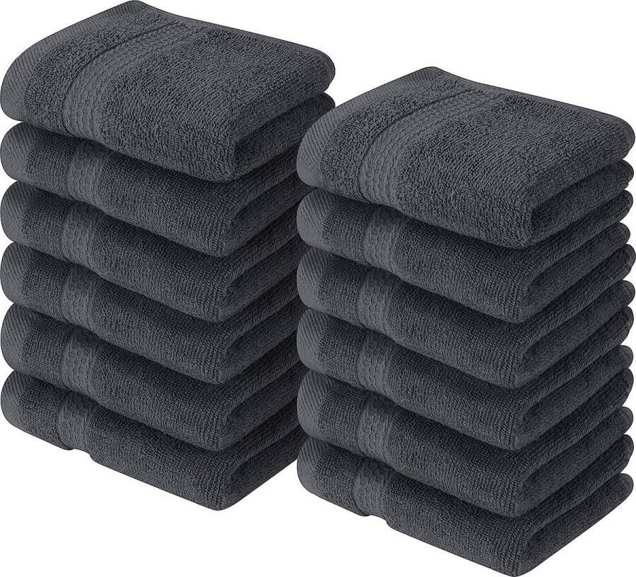 Premium Washandjes Set (12 Pack 30 x 30 cm Grijs) 100% Cotton Flannel Gezichtsdoeken Hoogwaardige Absorberende en Zachte Voelbare Vingertop Handdoeken