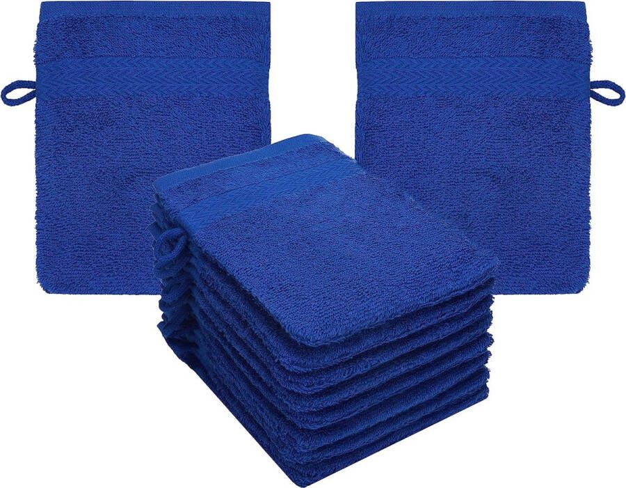 Premium washandschoen 10-delig badstof washandje gezicht reinigen van 100% katoen babywashandje koningsblauw