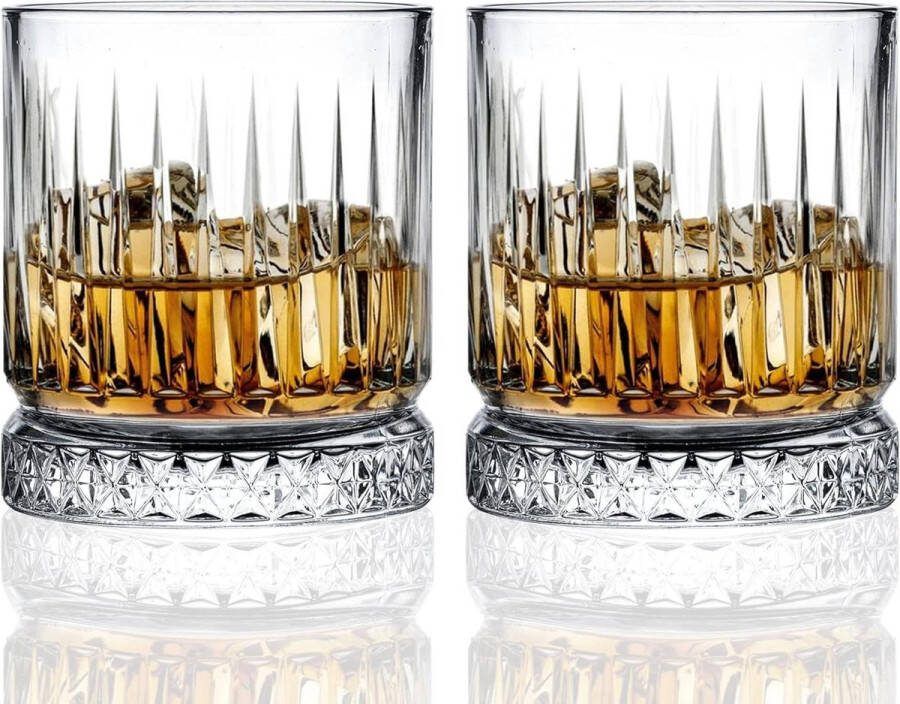 Premium Whiskyglazen 355 ml Set van 2 Zware Basis 100% Loodvrij Schotse & Lerse Whiskyglazen