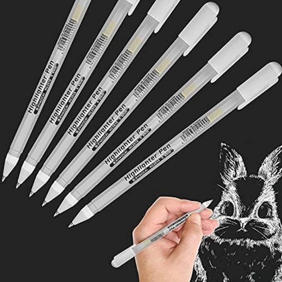 Premium XSG Fijne Punt Witte Gel Pen Set Pack van 6 Voor Kunstenaars Witte Rollerball Pennen voor Zwart Papier