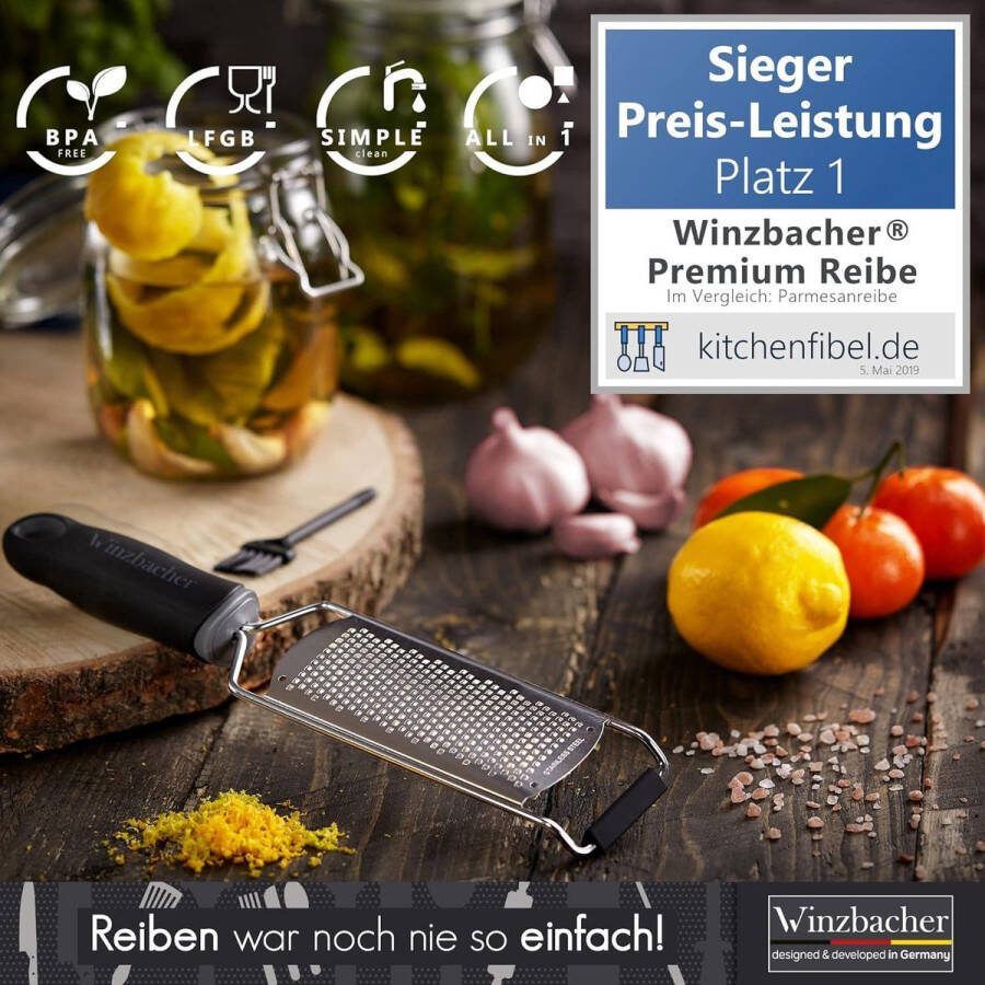 Premium Zester rasp Citroenrasp en Parmezaanse rasp Scheermesscherp roestvrij stalen lemmet Vaatwasmachinebestendig Incl. schutz & reinigingsborstel