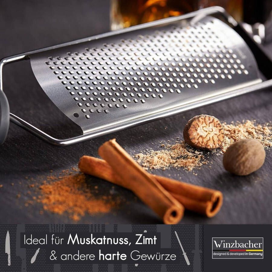 Premium Zester rasp Citroenrasp Nootmuskaatrasp Gemberrasp Vaatwasmachinebestendig Incl. schraper en reinigingsborstel