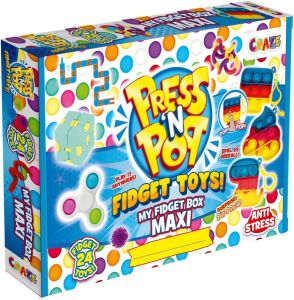 PressNPop Press N My Box Maxi 24 stuks anti-stress-speelgoed met sleutelhanger Pop It Cube Fidget Spinner en nog veel meer