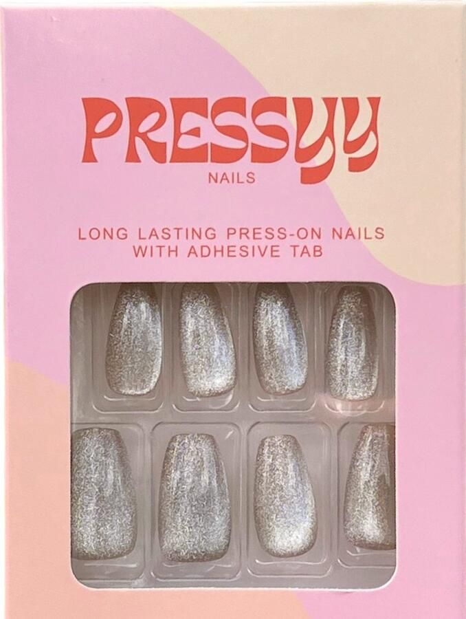 PRESSYY PLAKNAGELS CATEYE PRESS ON NAILS SILVER LUXE DUURZAAM STERK EENVOUDIGE APPLICATIE PROFESSIONELE AFWERKING -PLAKNAGELS MET LIJM NAGELSTICKER TRENDY DESIGNS VEILIG BESCHERMT NATUURLIJKE NAGELS LANGDURIG