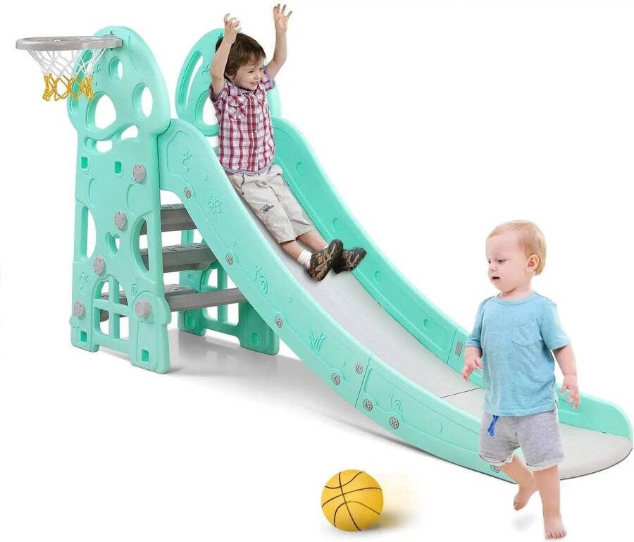 Primero Glijbaan gijbaan peuter speeltoestel speltoestel buiten glijbaan binnen glijbaan buiten glijbaan met basketbalring basketbal peuter speelgoed 2-in-1 toestel 103x195cm