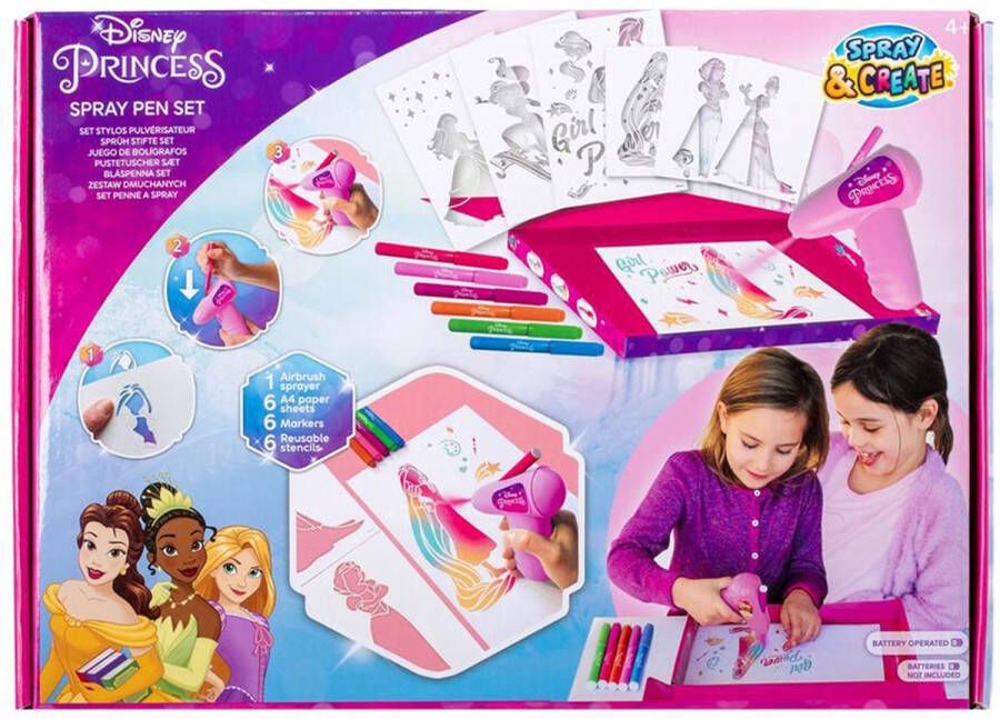 Princess spray pen set met airbrush spray pennen knutsel set meisjes speelgoed