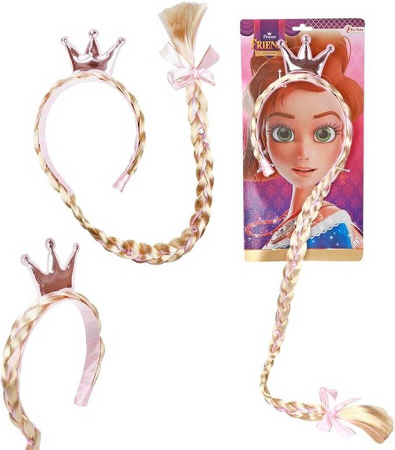 Princess Vlecht + Kroontje Princess Haarband Princess Friends Diadeem met vlecht + Kroontje Kinderen Meisjes Vlecht Haarband Haarvlecht Prinsessen Vlecht Verkleden en Carnaval Haaraccessoires Prinsessenlook