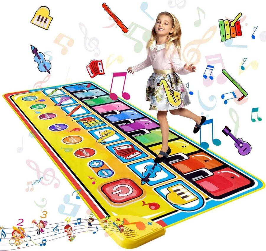 Pro Pianomat Groter Model XL Pianomat Dansmat Speelmat Piano Mat Grote Maat 148x60 cm Piano Toetsenbord Dansmat Elektronische Muziek Piano Mat Educatief Speelgoed Gift voor Jongens Meisjes Kinderen Leeftijd 3-9