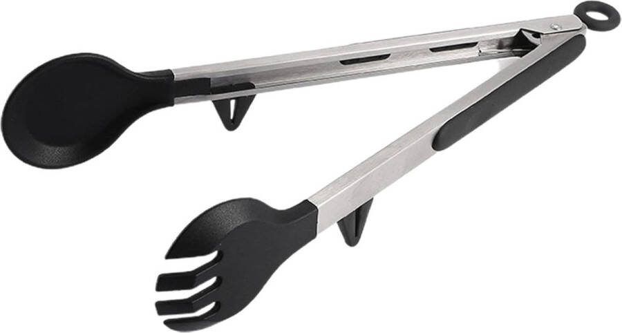 Pro Spaghettitang Keukentang BBQ Siliconen tang BBQ Tang RVS Barbecuetang zwart Roestvrij Staal en Siliconen Serveertang