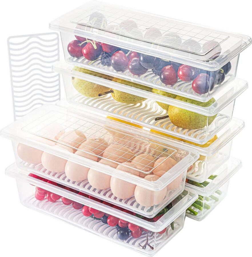 Produce Saver Containers 1.5 Litre Food Storage Containers for Fridge with Lid Meat Fish Fresh and Dry (Pack of 6)