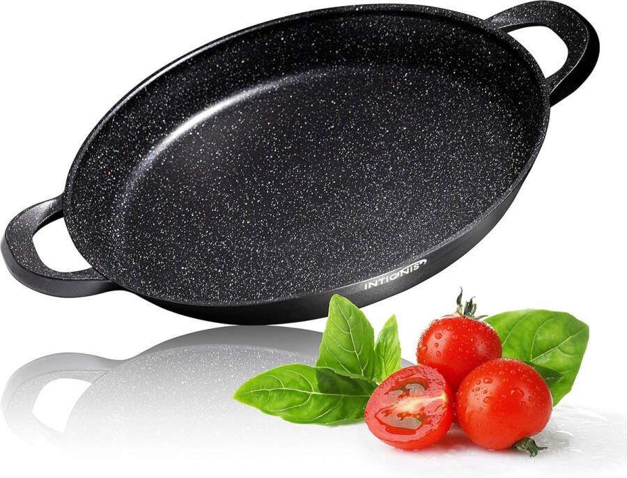 Professional Paella Pan 40cm Frying Pan Aluminium Non-Stick Marble Chemical Free For All Induction Hobs Oven Safe