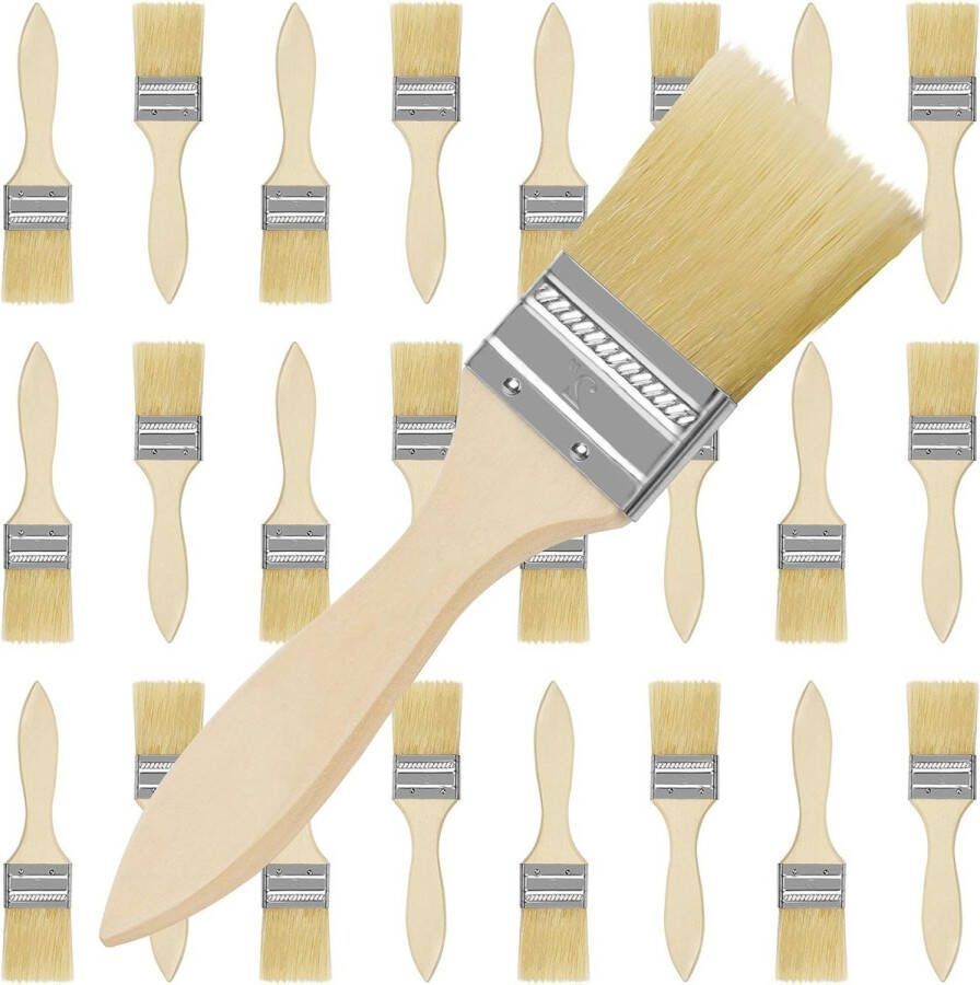 Professioneel Houten Handvat Kwasten Set Voor Verf Stainen Vernissen 508cm 24 pak