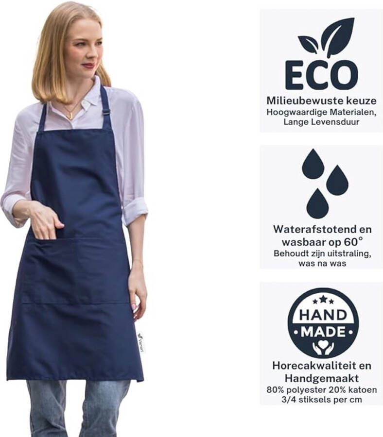 Professioneel Keukenschort Kookschort BBQ Schort Verstelbaar Horecakwaliteit 3 Praktische Zakken Unisex: Man & Vrouw Maat: One Size Fits All
