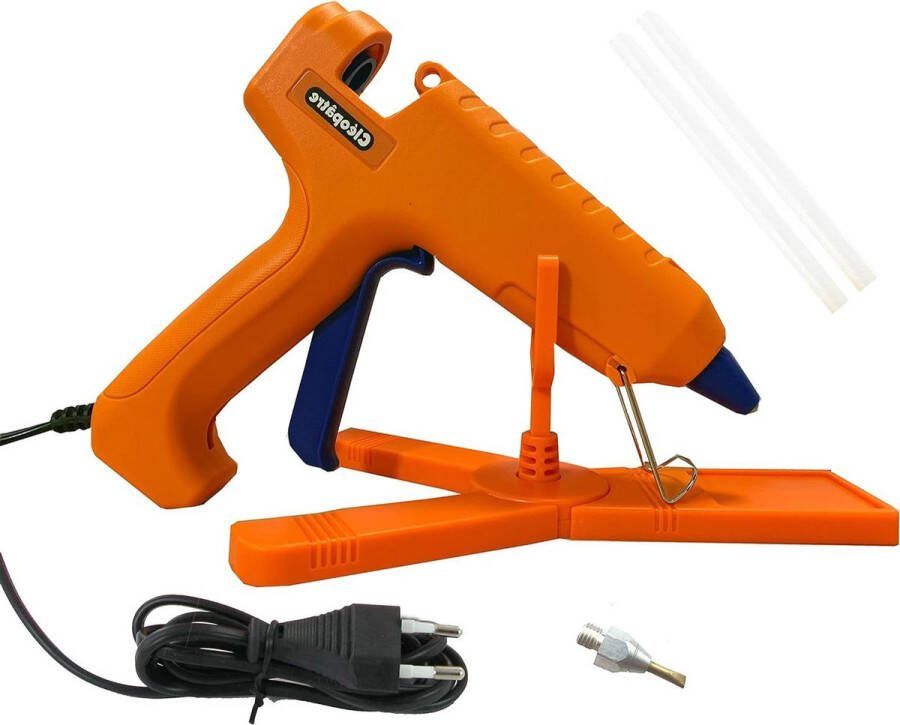 Professioneel lijmpistool voor knutselen en reparaties inclusief 24 navulverpakkingen wit groot 2 sproeiers oranje