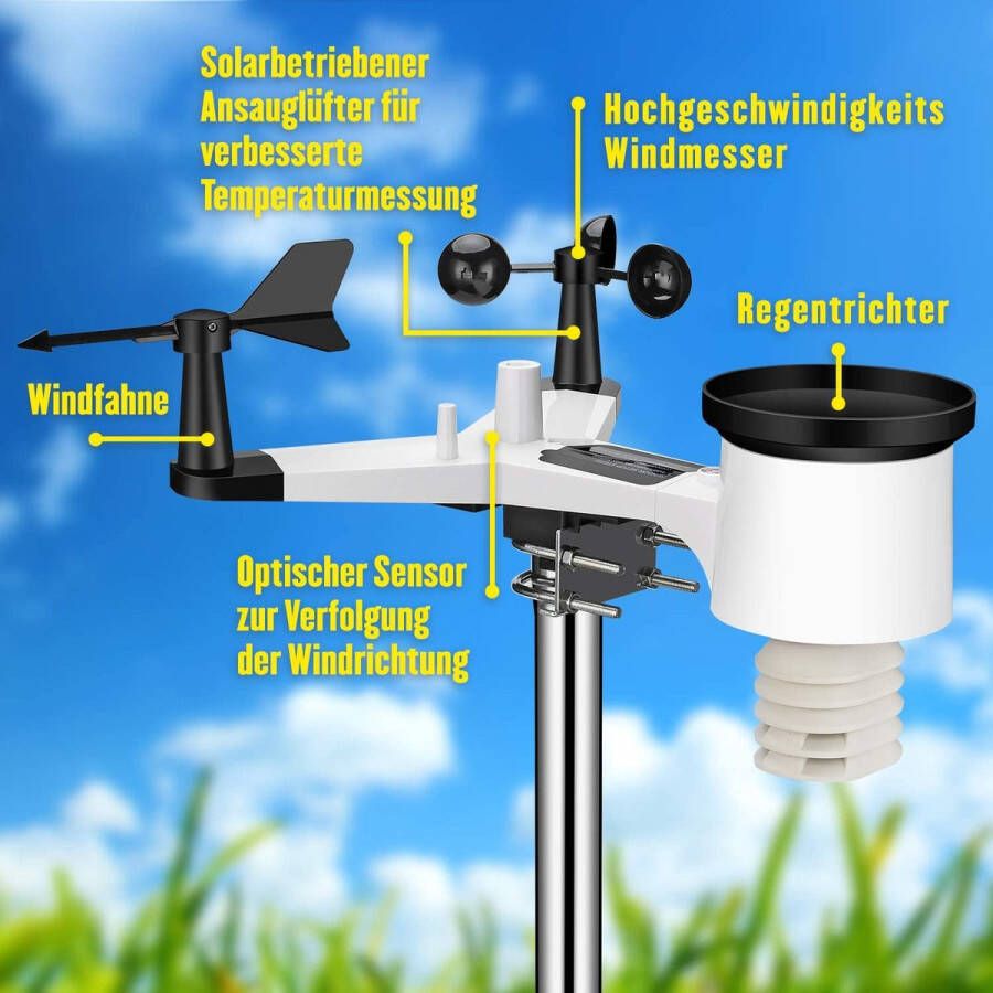 A.K.A. Professioneel WiFi-weerstation draadloos weerstation met buitensensor regenmeter weersvoorspelling