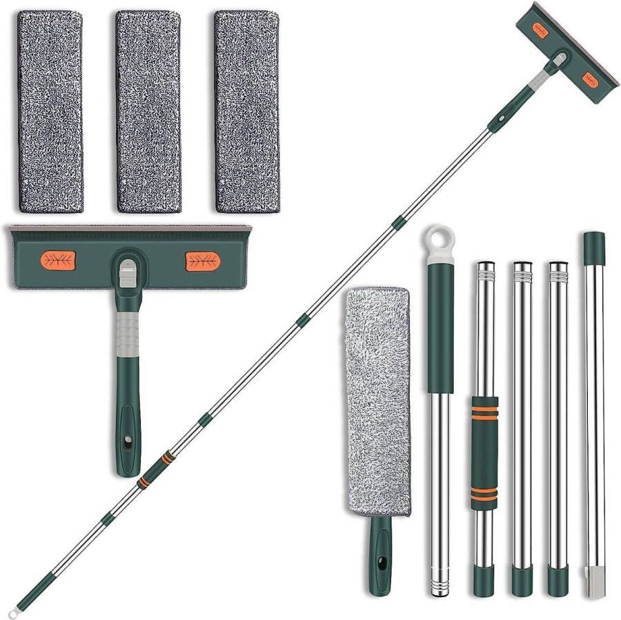 Professionele 2-in-1 Raamreinigingsapparatuur met telescopisch 210 cm handvat Uitschuifbare Raamwisser voor Douche Glazen Deur Autoruit Tegel Buigbare raamwisser