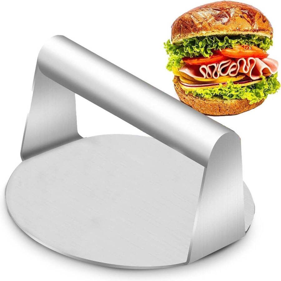 Professionele Anti-aanbakpers van Roestvrij Staal Ronde Smash Hamburgerpers met Siliconen Handgreep voor Barbecue Eenvoudig te Reinigen smash burger