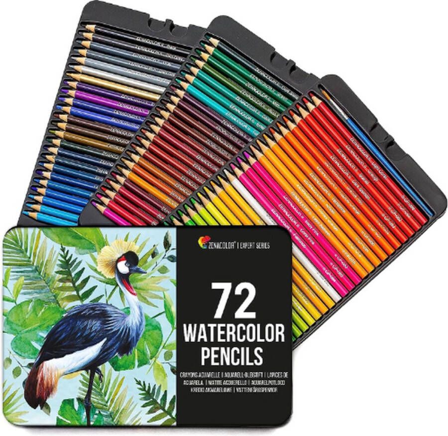 Professionele Aquarelpotloden Set van 72 Kleurpotlood 3 Laden Opberg box