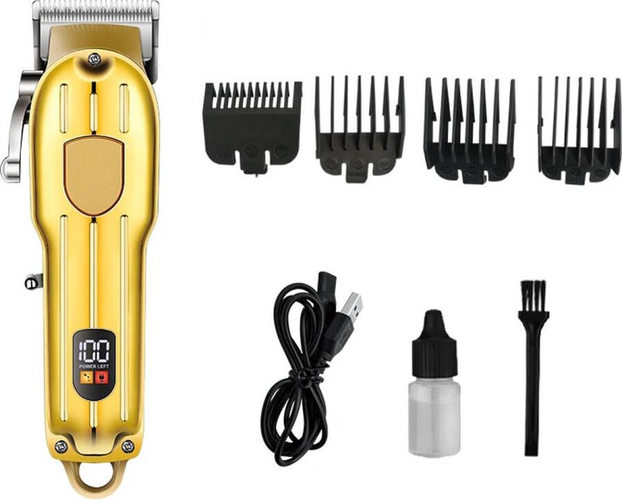 A&K Professionele Draadloze Tondeuse Goud Trimmer 2600mAh Scheerapparaat Mannen Hoofdhaar Haartrimmer Trimmerset Hair Clipper