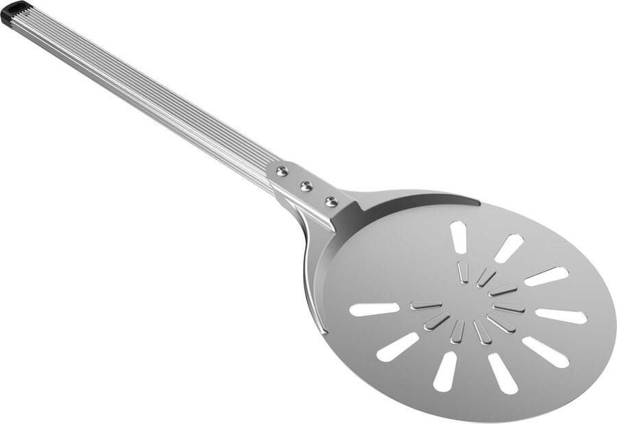 Professionele draaibare pizzaschep van geanodiseerd aluminium geperforeerd metaal kort rond broodschep voor zelfgemaakte pizza's en broden 20 cm pizza peel