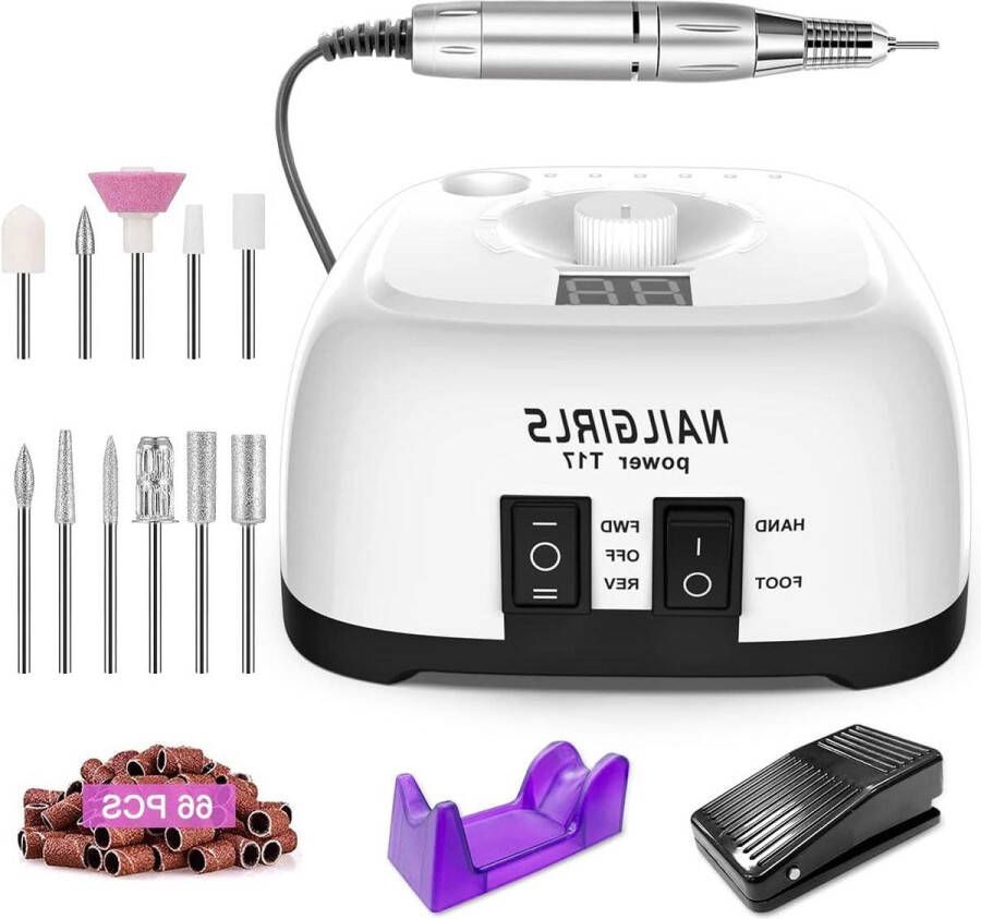 Professionele Elektrische Nagelvijlen Elektrische Nagelboor Set Nagelboormachine 35000rpm Gelnagels en Acrylnagels Wit Nagelvijl elektrisch