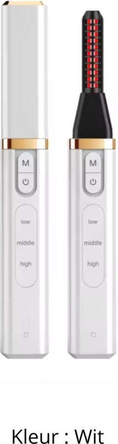 Professionele Elektrische Wimperkruller + Verwarmer & USB Oplaadbaar 3 Temperatuurstanden Langdurige Krul Heated Eyelash Curler Veilig & Efficiënt Voor Thuis & Onderweg Wit