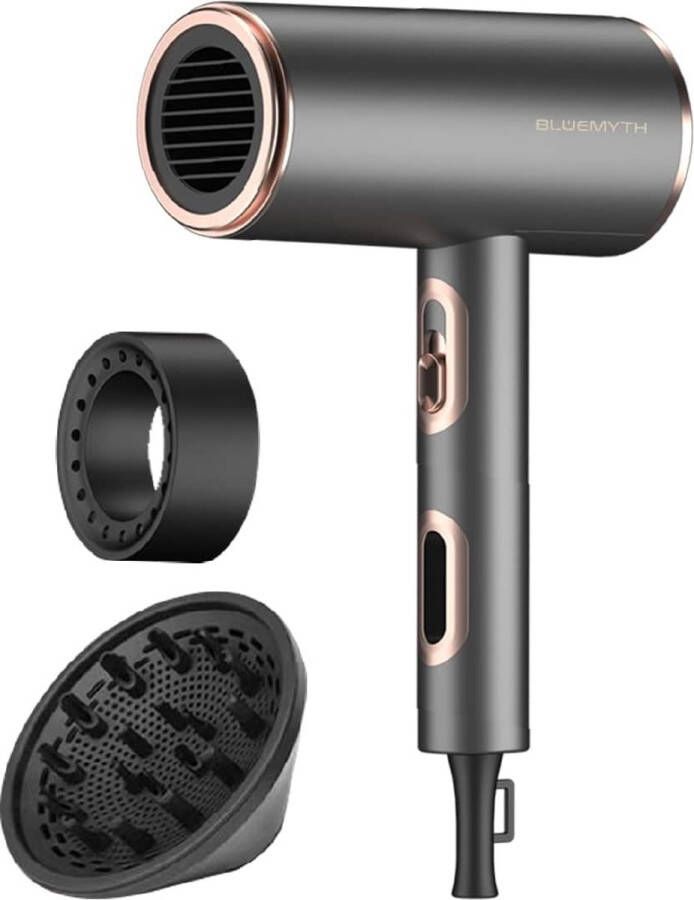 Professionele Föhn met Diffuser Incl. 2 Opzetstukken Haardroger met Negatieve Ionen 2 Snelheden 2200W Haar Beschermen & Glans Houden