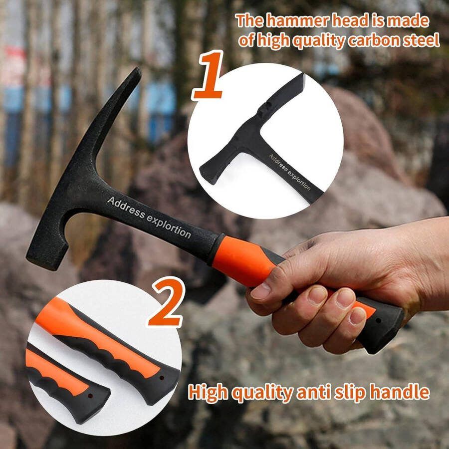 Professionele Geologische Hamer Platte Hoofd Rock Pick Outdoor Geologie Minerale Exploratie Tool Lengte 285mm Ontdekking van gesteenten