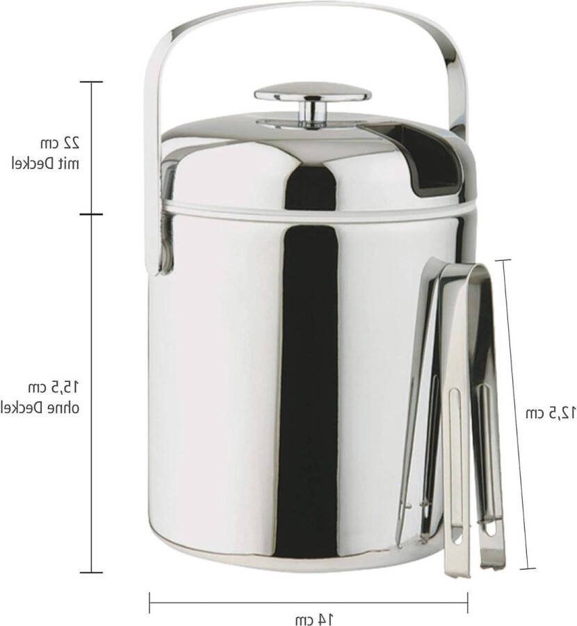 Professionele ijsemmer van 13 liter roestvrij staal met deksel ijstang en afdruiprooster ijsemmer houder bewaren ijsblokjes Ice Bucket