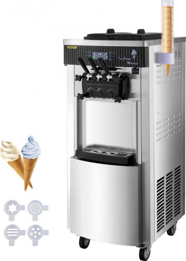 Professionele Ijsmachine Softijsmachine 2200W met 1 Ijshoorntje Houder