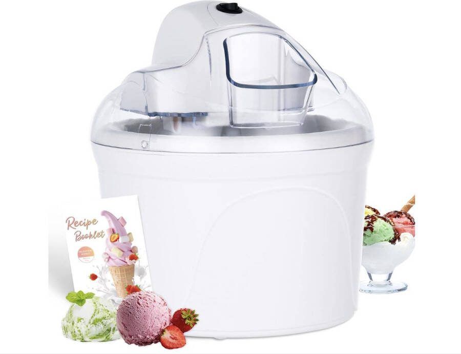 Professionele ijsmachine Testwinnaar Softijsmachine voor thuis Yoghurtmaker en ijsmaker voor ijs Gelato en sorbet 1 5l ijscrème Wit incl. recept Herbruikbaar
