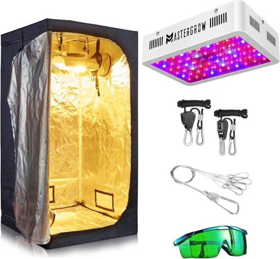 Professionele Kweekcombi 50x50x100cm Kweektent Full Spectrum Dubbele bodem Snelle Groei Hoge kwaliteit 300W Groeilamp LED Complete Kweekset Zwart