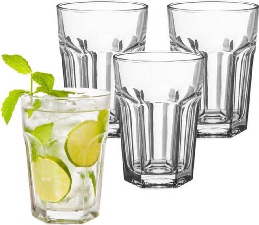 Professionele Longdrinkglazen Set 6 Stuks 375 ml 37.5 cl Dik Glas Long Drink Glazen Set Limonade Glazen Hoogwaardige kwaliteit Cocktail Glazen Water Glazen Longdrinkglazen