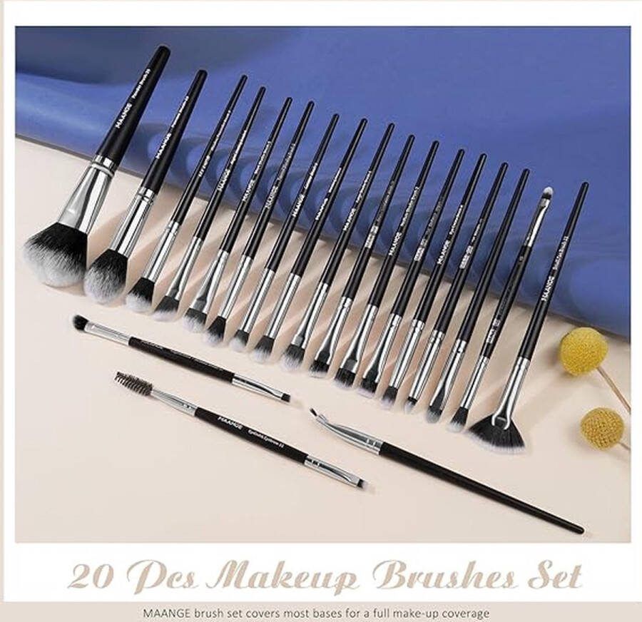 Professionele make-up-kwastenset eersteklas synthetische kwasten voor poeder vloeibare crème gezicht oogschaduw cosmetische kwast 20