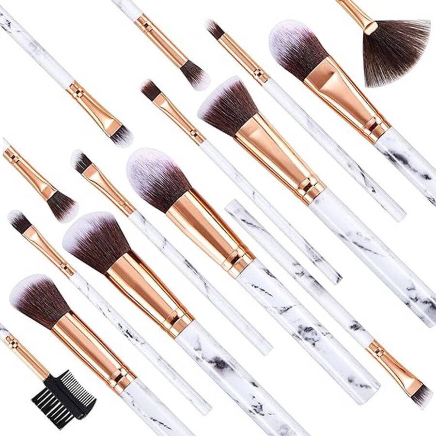 Professionele make-up-kwastenset eersteklas synthetische kwasten voor poeder vloeibare crème gezicht oogschaduw cosmetische kwast 15