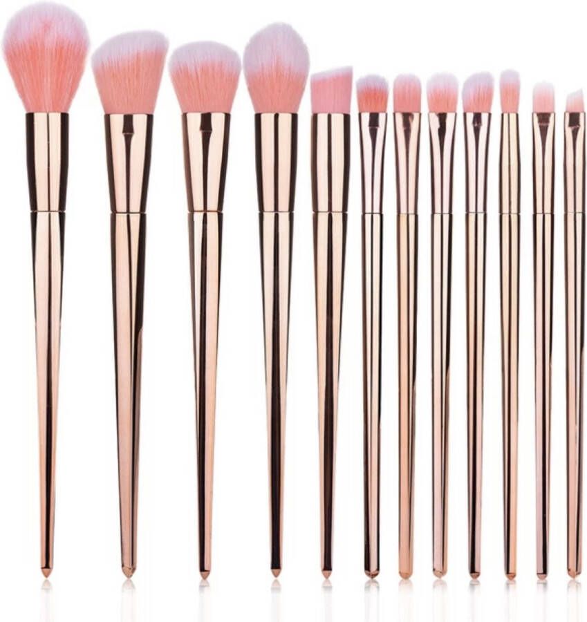 Professionele Make-Up Kwastenset Kwasten Set 12 delig Rosé Luxe Kwasten Make-Up Kwasten